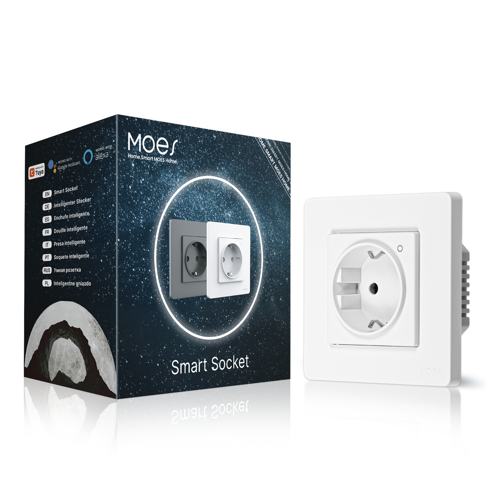 Gniazdko Zigbee EU 16A Star Ring z pomiarem mocy Moes ZK-SR-EU-WH-MS