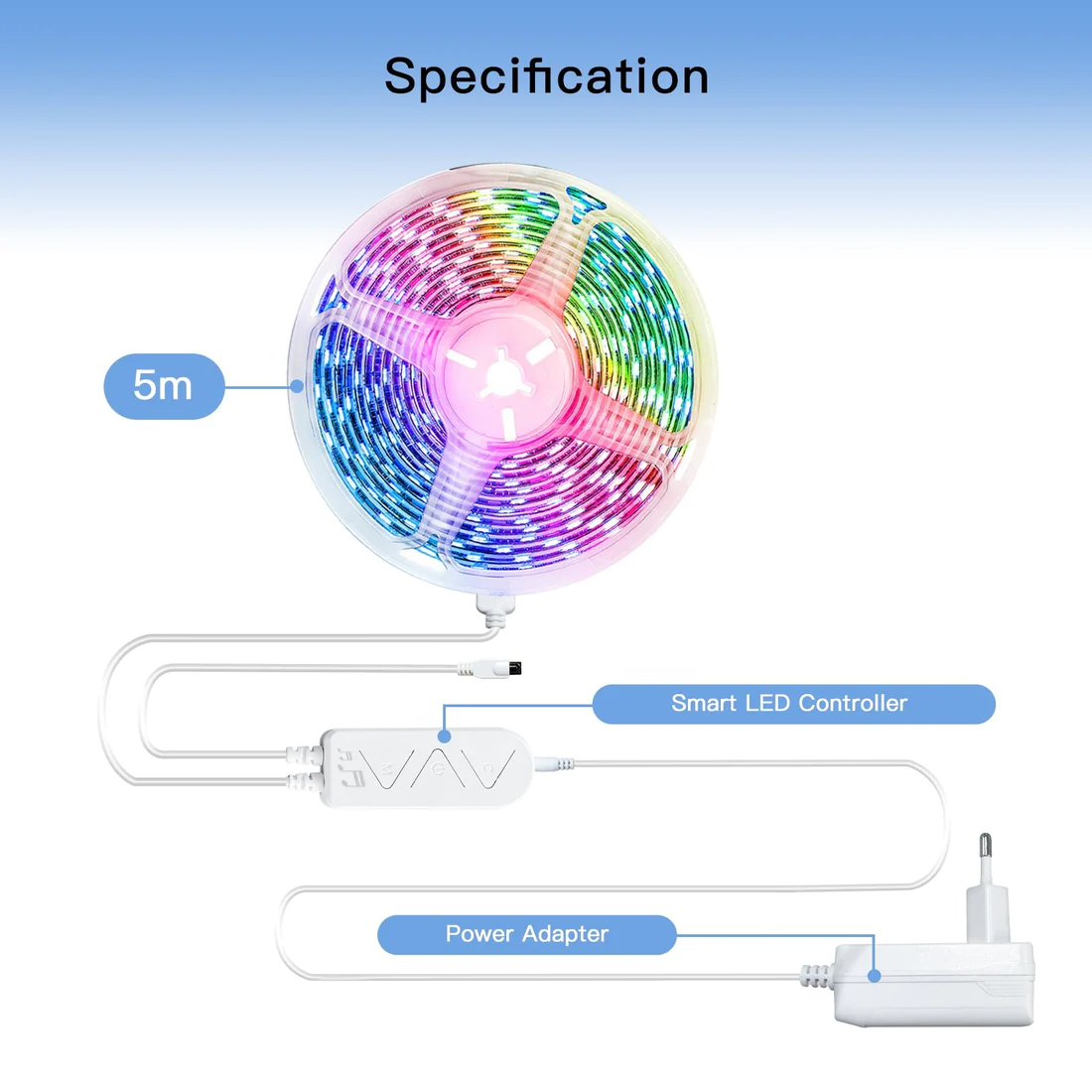 Smart Taśma LED 5M WiFi Moes WLS-TD-RGB-EU Tuya - obrazek 4