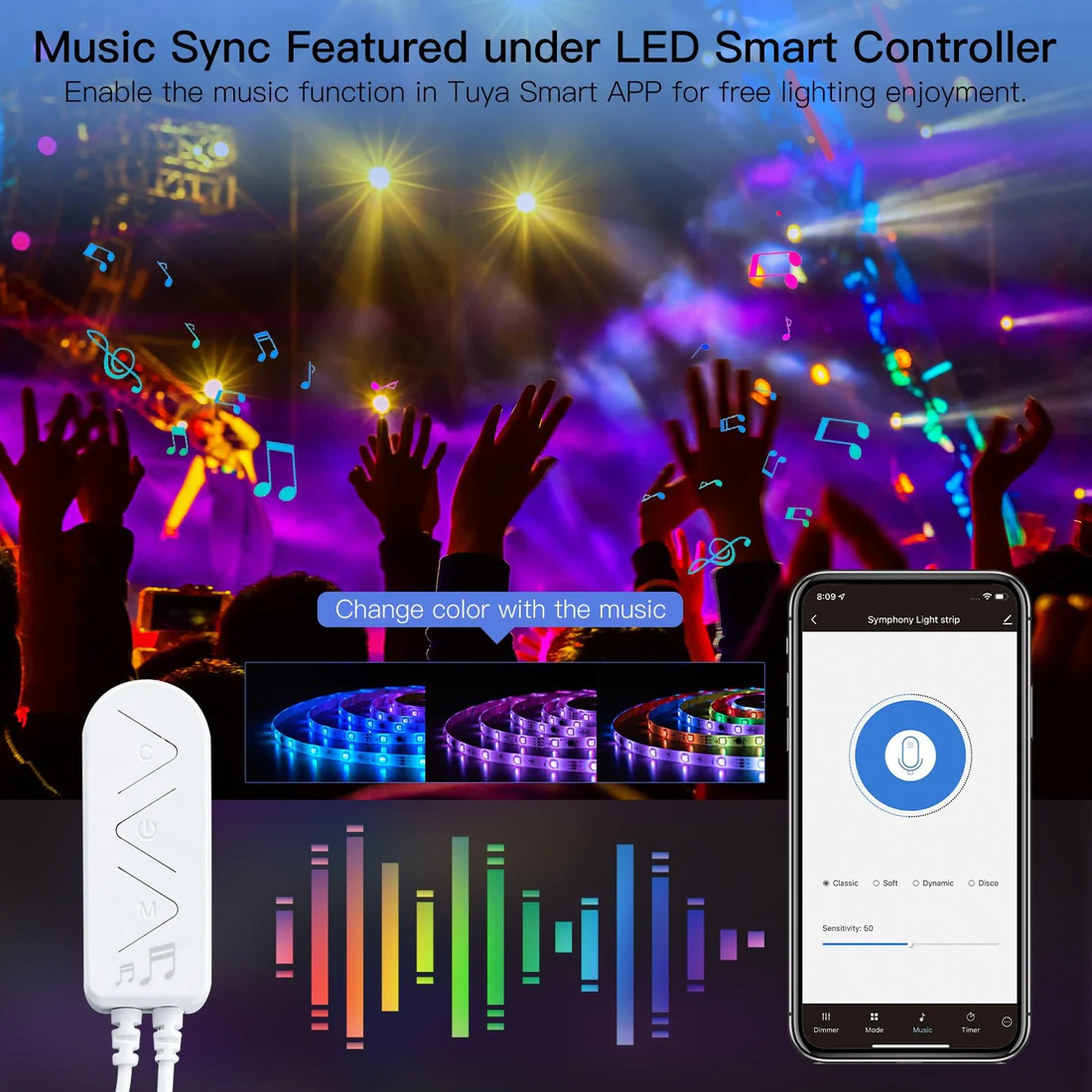 Smart Taśma LED 5M WiFi Moes WLS-TD-RGB-EU Tuya - obrazek 2