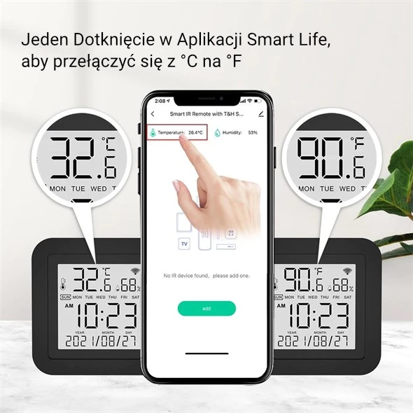 Czujnik temperatury i wilgotności uniwersalny pilot IR Wi-Fi Moes WR-TY-THR TUYA - obrazek 2