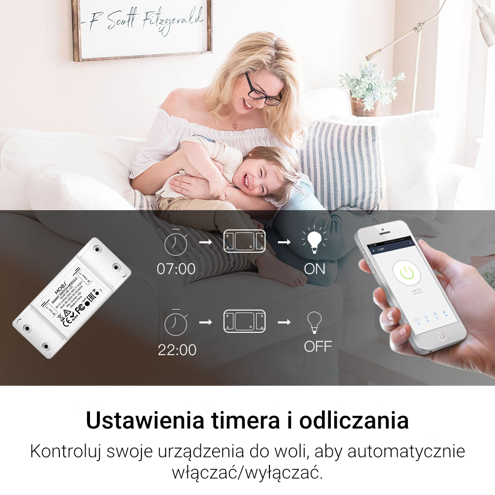 Inteligentny Przekaźnik Wi-Fi + RF Moes MS-101WR Tuya - obrazek 3