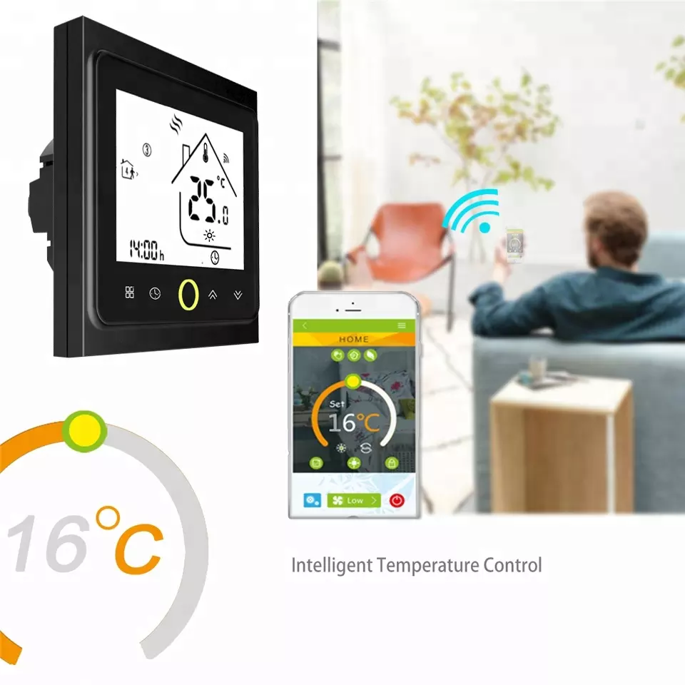 Inteligentny termostat ogrzewanie elektryczne 16A Czarny Wi-Fi Moes BHT-002-GBLW Tuya - obrazek 4