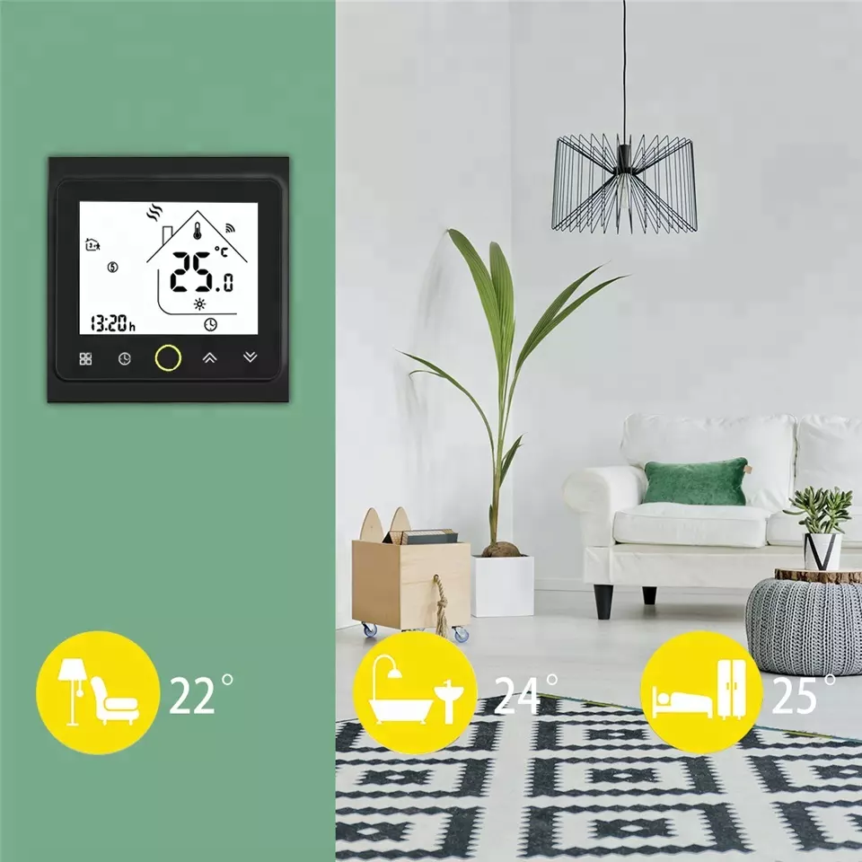 Inteligentny termostat ogrzewanie elektryczne 16A Czarny Wi-Fi Moes BHT-002-GBLW Tuya - obrazek 3
