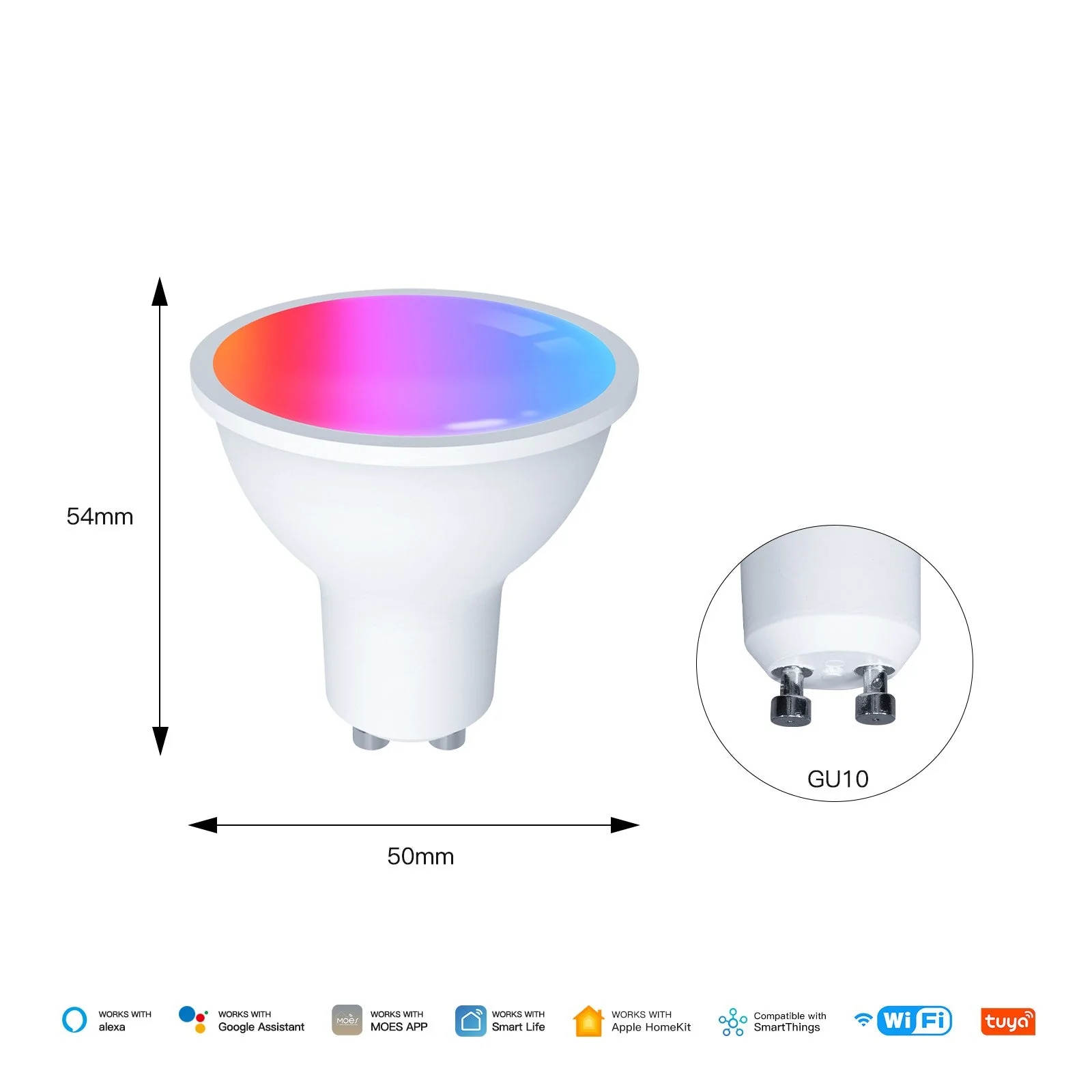Inteligentna Żarówka 5W RGB+CW GU10 Matter Wi-Fi Moes MWB-TD5-RCW-GU10-MS - obrazek 2