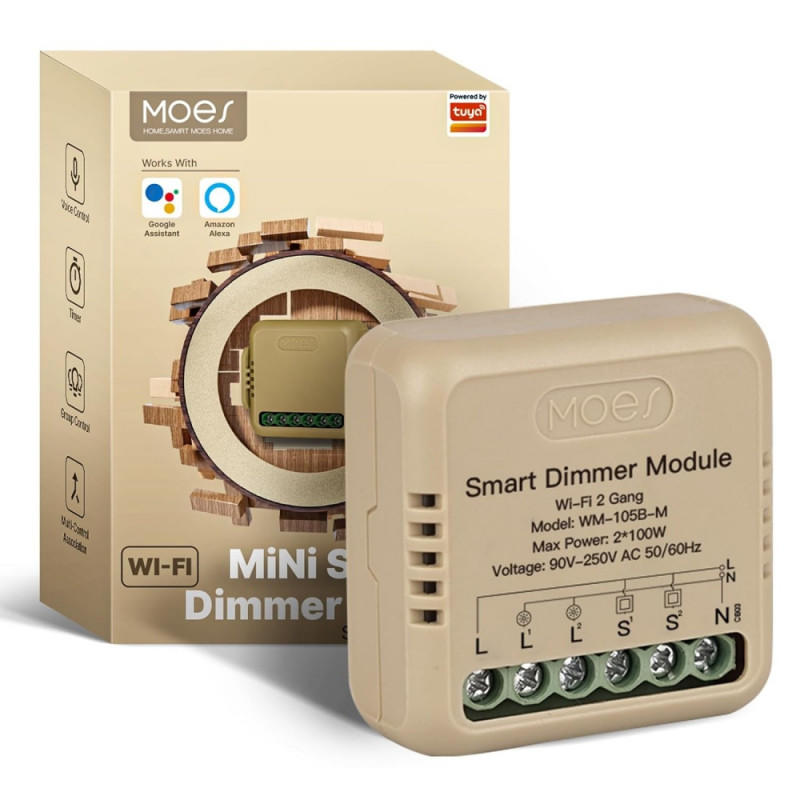 Ściemniacz Podwójny Mini Wi-Fi Moes MS-105B-M Tuya - obrazek 2