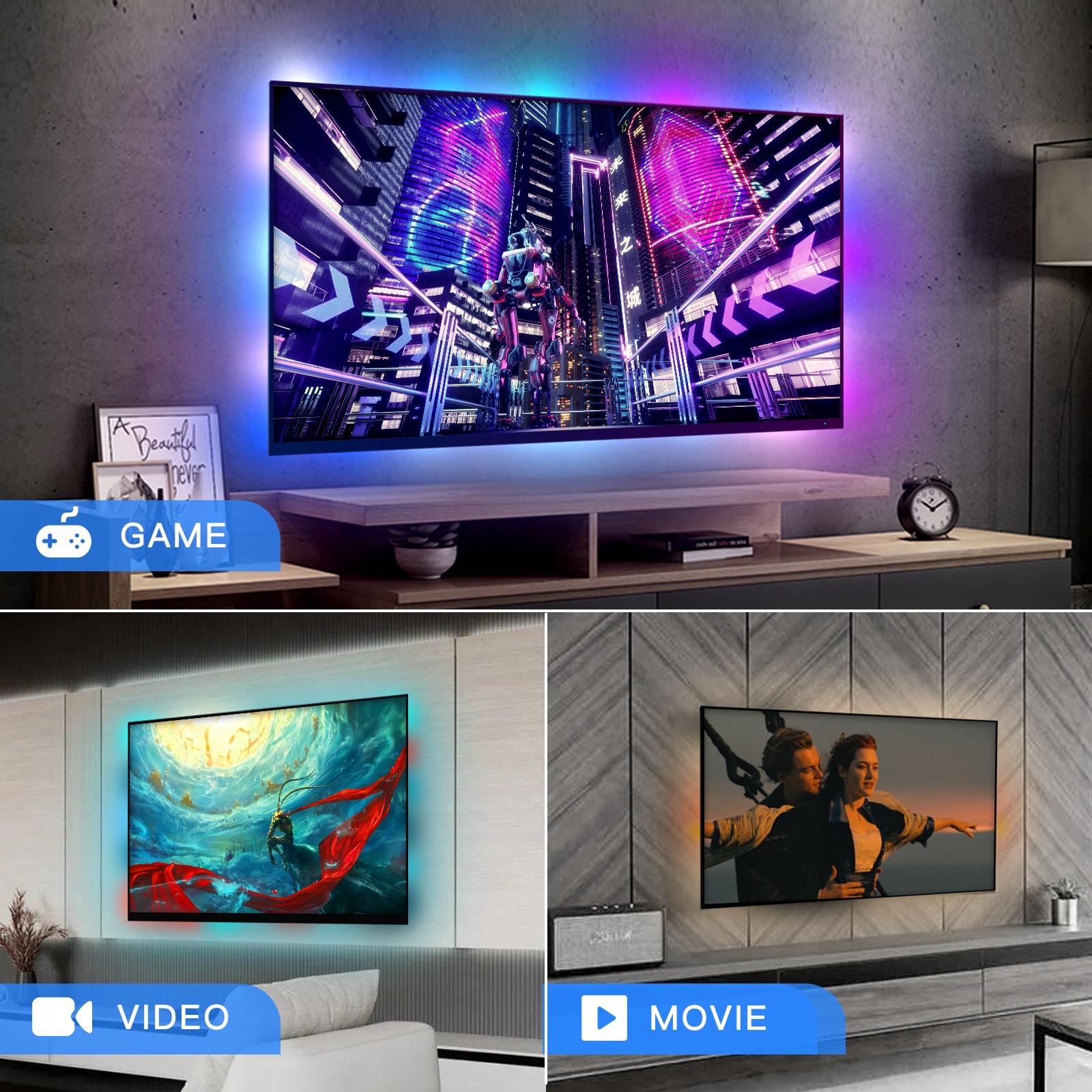Inteligentna taśma LED do telewizora 65' MOES WLS-CL-TV65 Wi-Fi Tuya - obrazek 4