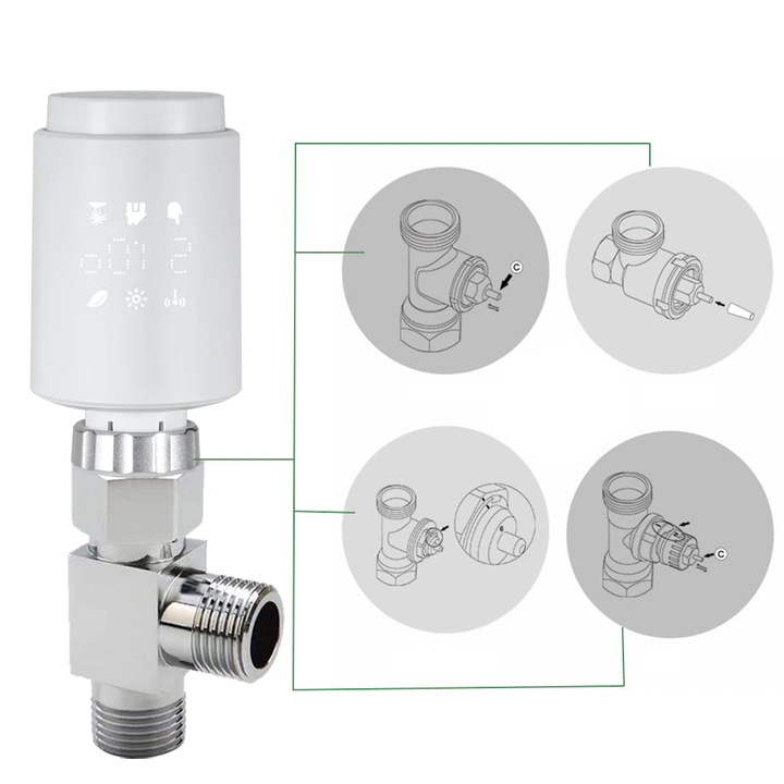 Inteligentna głowica termostatyczna Moes ZTRV-ZX-TV02-EN Zigbee TUYA - obrazek 3