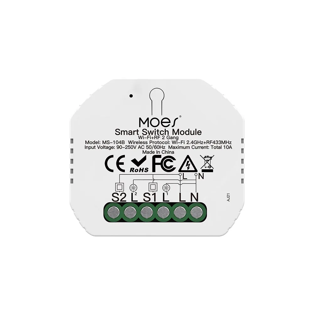 Przekaźnik dopuszkowy gniazdko 1 kanał MOES MS-104 WiFi+RF TUYA - obrazek 3