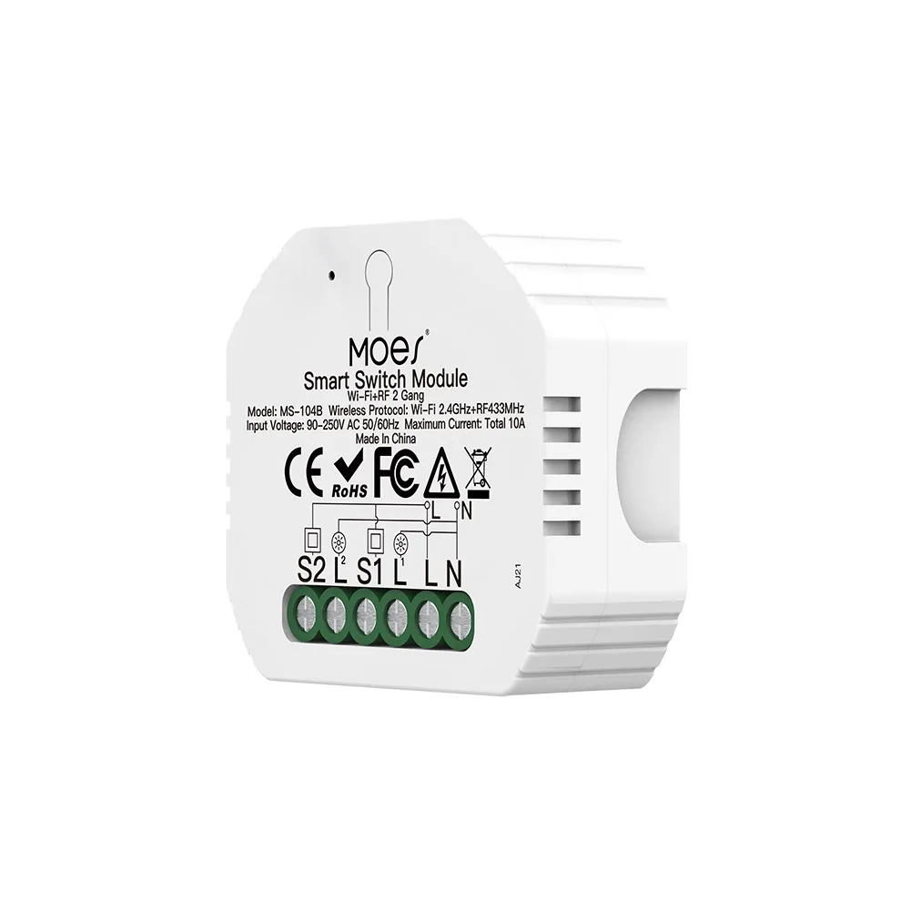 Przekaźnik dopuszkowy gniazdko 1 kanał MOES MS-104 WiFi+RF TUYA - obrazek 2