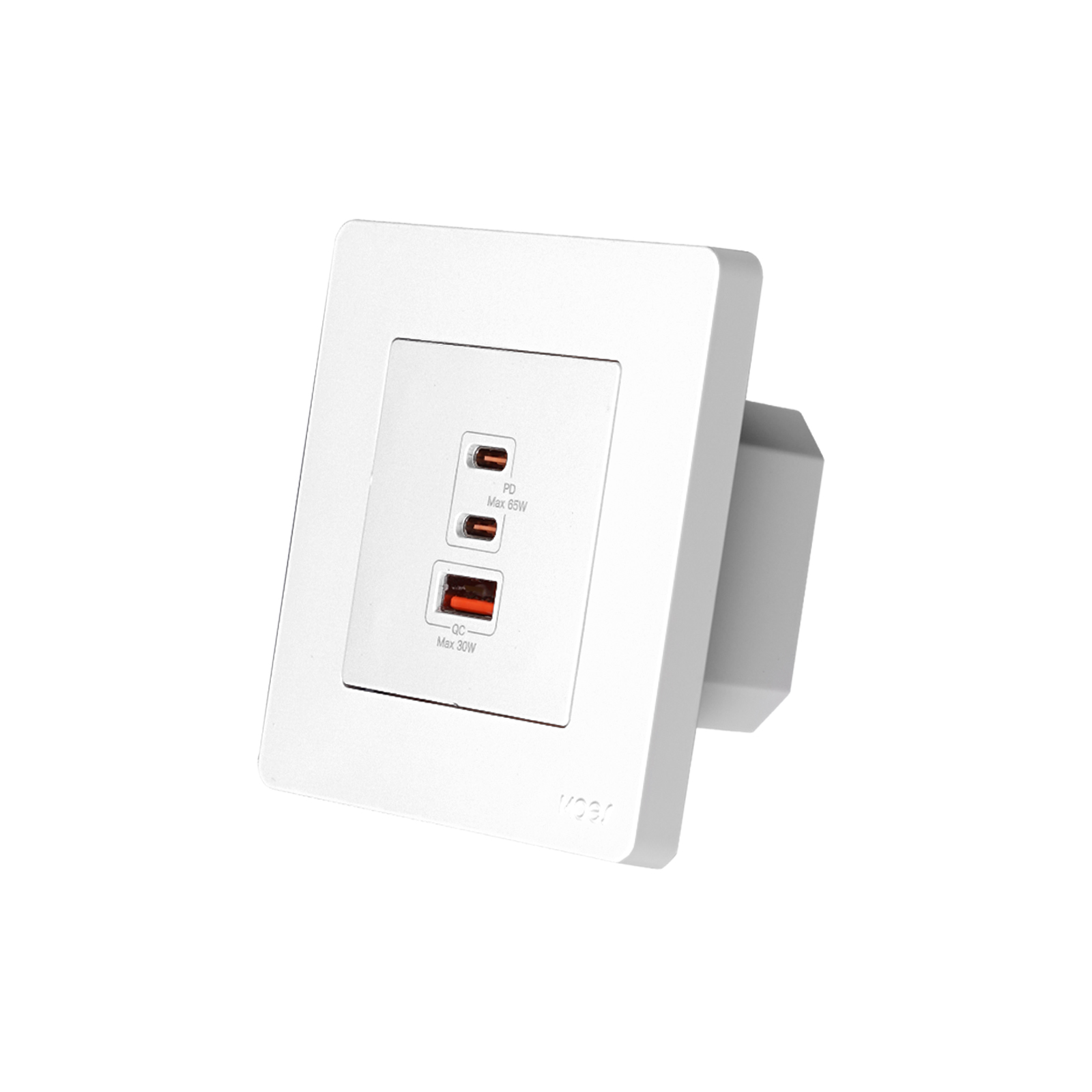 Gniazdko ścienne z ładowarką GaN MOES Star Ring 65W PD 3.0 2xUSB-C 1xUSB-A białe
