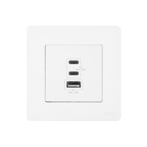 Gniazdko ścienne z ładowarką GaN, Moes TK-SR-EU-2C1A-30 Star Ring 30W PD 3.0 3 porty USB (2× USB-...