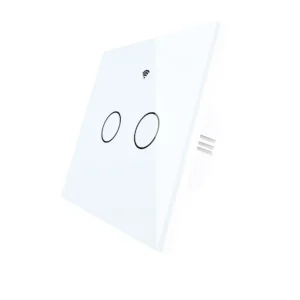 Szklany włącznik dotykowy światła podwójny Biały Wi-Fi Moes WRS-EU2-WH-MS Tuya